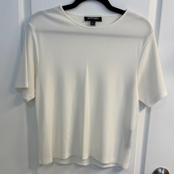Kasper Tops - Kasper Knits White Short Sleeve Top